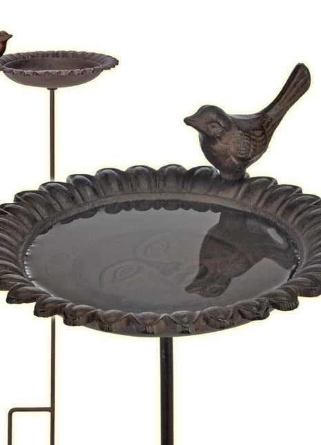 Vogelbadje/drinkbak gietijzer bruin