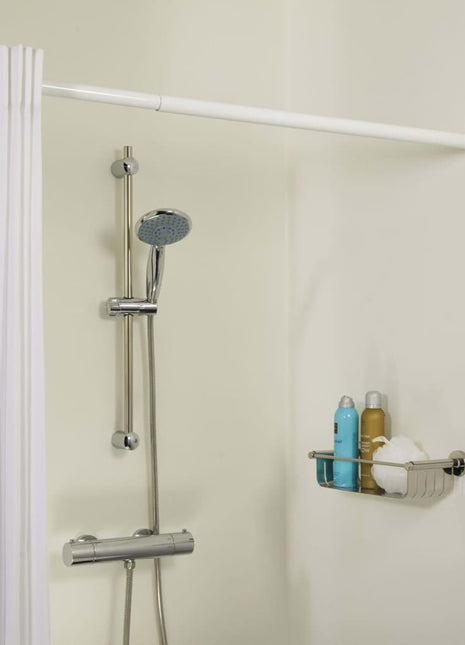 Douchegordijnstang telescopisch 80-130 cm wit