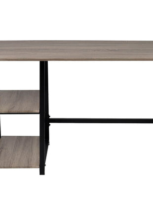 Bureau Met 2 Schappen Grijs En Eikenkleurig