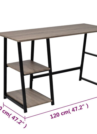 Bureau Met 2 Schappen Grijs En Eikenkleurig