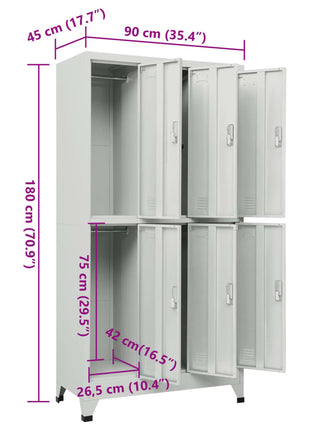 Lockerkast Met 6 Vakken 90X45X180 Cm Staal Grijs