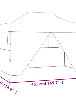 Vouwtent Pop-Up Met 4 Zijwanden 3X4,5 M Wit