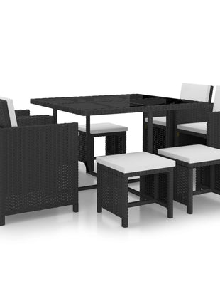 13-Delige Tuinset Met Kussens Poly Rattan Zwart
