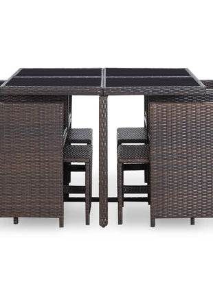 9-Delige Tuinset Met Kussens Poly Rattan