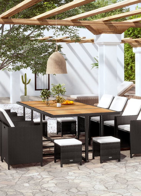 9-Delige Tuinset Poly Rattan En Acaciahout
