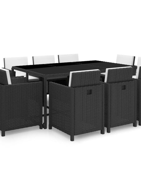 1 Tuinset Met Kussens Poly Rattan Zwart En Wit