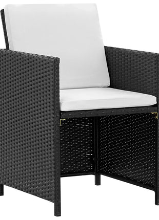 13-Delige Tuinset Met Kussens Poly Rattan Zwart En Wit