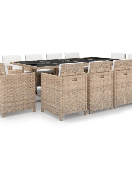 13-Delige Tuinset Met Kussens Poly Rattan Beige