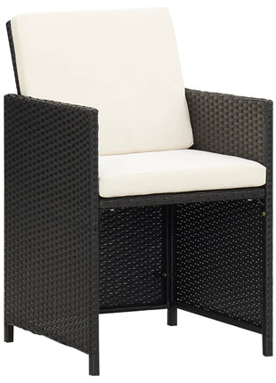 Tuinstoelen 2 st met kussens poly rattan zwart