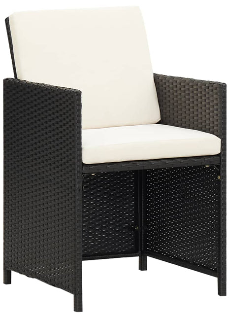 Tuinstoelen 2 st met kussens poly rattan zwart