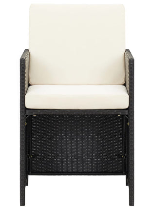 Tuinstoelen 2 st met kussens poly rattan zwart
