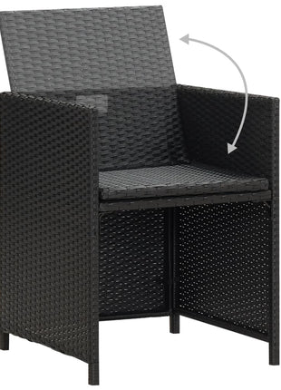Tuinstoelen 2 st met kussens poly rattan zwart