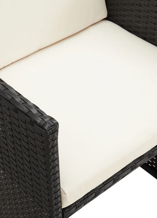 Tuinstoelen 2 st met kussens poly rattan zwart