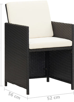 Tuinstoelen 2 st met kussens poly rattan zwart