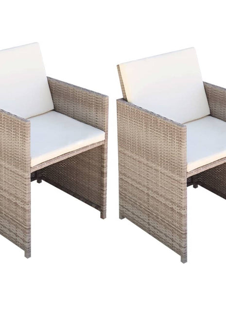 Tuinstoelen 2 st met kussens poly rattan beige