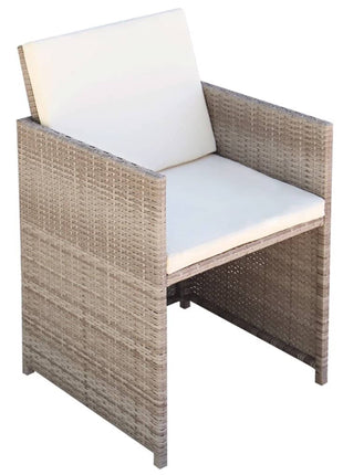 Tuinstoelen 2 st met kussens poly rattan beige