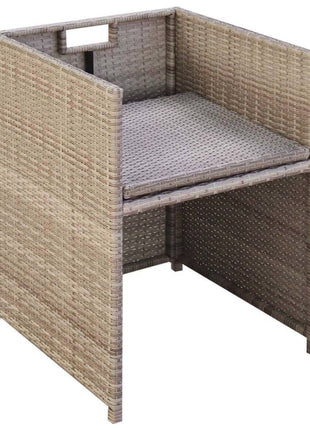 Tuinstoelen 2 st met kussens poly rattan beige