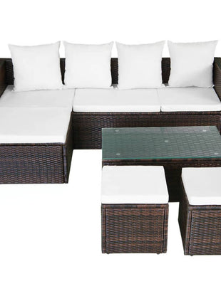Loungeset Met Kussens Poly Rattan