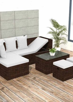 Loungeset Met Kussens Poly Rattan