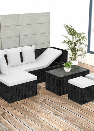 Loungeset Met Kussens Poly Rattan