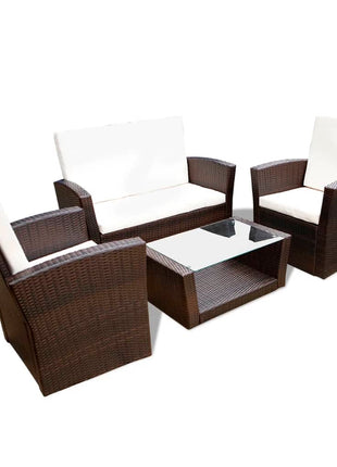 Loungeset Met Kussens Poly Rattan