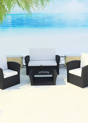Loungeset Met Kussens Poly Rattan