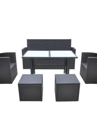 6-Delige Tuinset Met Kussens Poly Rattan