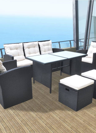 6-Delige Tuinset Met Kussens Poly Rattan