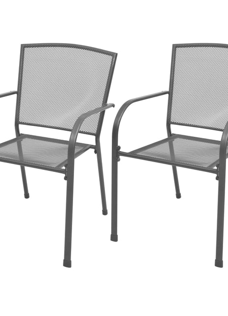 Tuinstoelen stapelbaar 2 st staal grijs