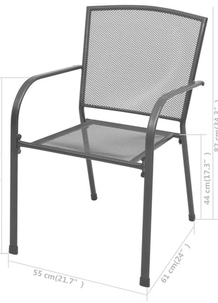 Tuinstoelen stapelbaar 2 st staal grijs