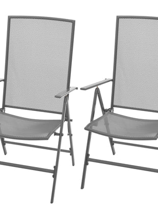 Tuinstoelen stapelbaar 2 st staal grijs