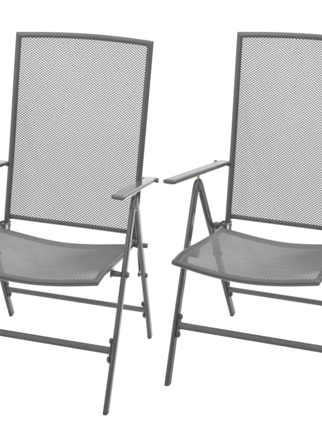Tuinstoelen stapelbaar 2 st staal grijs