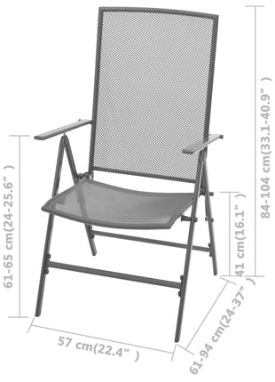 Tuinstoelen stapelbaar 2 st staal grijs