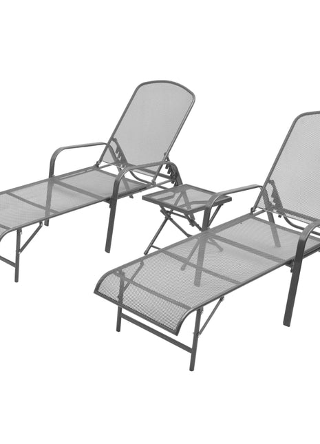 Ligbedden 2 St Met Tafel Staal Antraciet