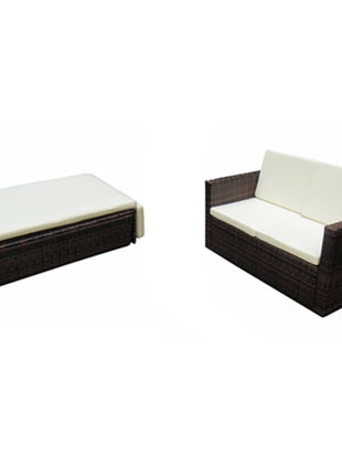 Loungeset Met Kussens Poly Rattan