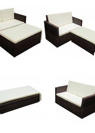 Loungeset Met Kussens Poly Rattan