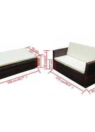 Loungeset Met Kussens Poly Rattan