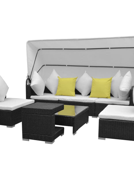 Loungeset Met Luifel Poly Rattan