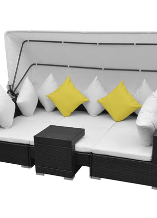 Loungeset Met Luifel Poly Rattan