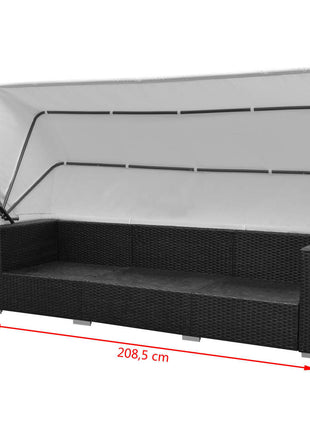 Loungeset Met Luifel Poly Rattan