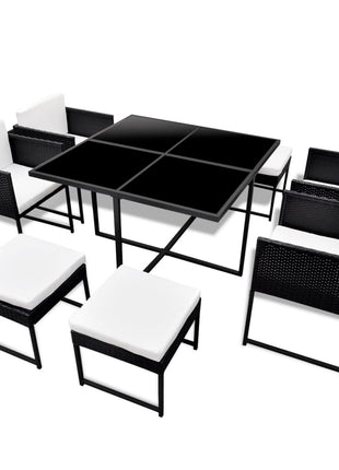 9-Delige Tuinset Met Kussens Poly Rattan