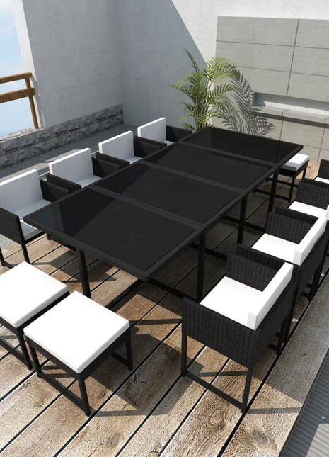 9-Delige Tuinset Met Kussens Poly Rattan