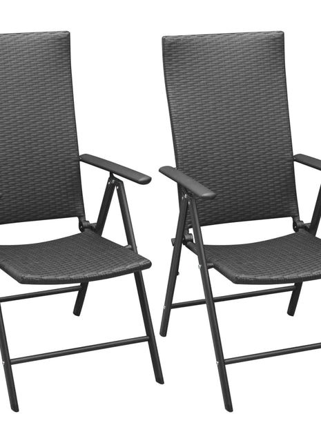 Tuinstoelen stapelbaar 2 st poly rattan zwart