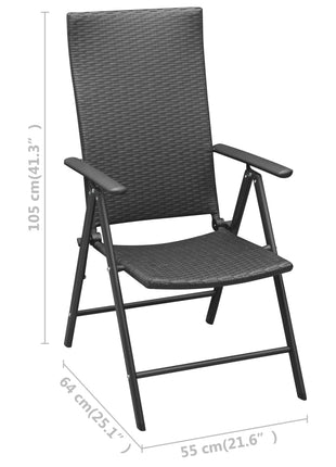 Tuinstoelen stapelbaar 2 st poly rattan zwart