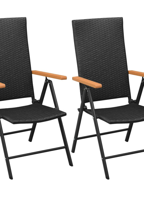 Tuinstoelen stapelbaar 2 st poly rattan zwart