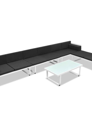 5-Delige Loungeset Textileen Aluminium Zwart