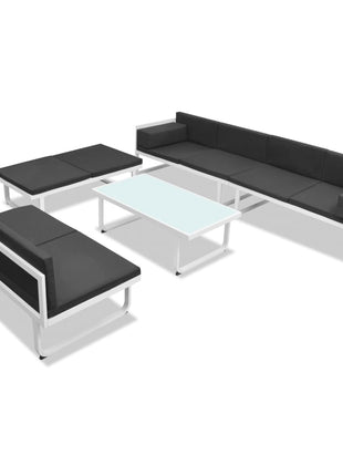 5-Delige Loungeset Textileen Aluminium Zwart