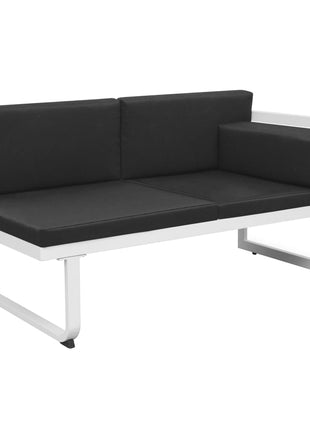 5-Delige Loungeset Textileen Aluminium Zwart