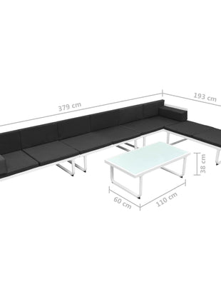 5-Delige Loungeset Textileen Aluminium Zwart