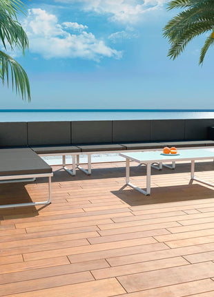 5-Delige Loungeset Textileen Aluminium Zwart